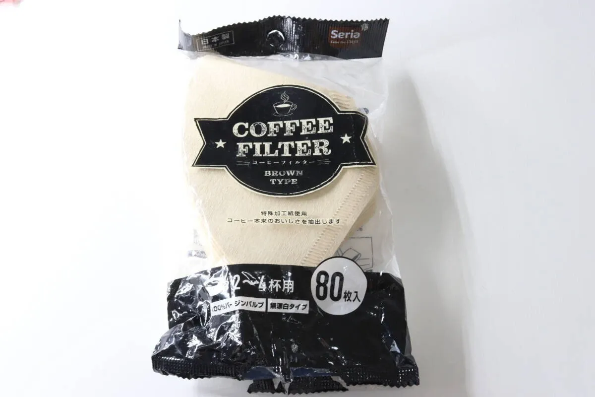 100円ショップ 簡易加湿器 DIY ライフハック セリアの無漂白タイプの大容量のコーヒーフィルターのパッケージ
